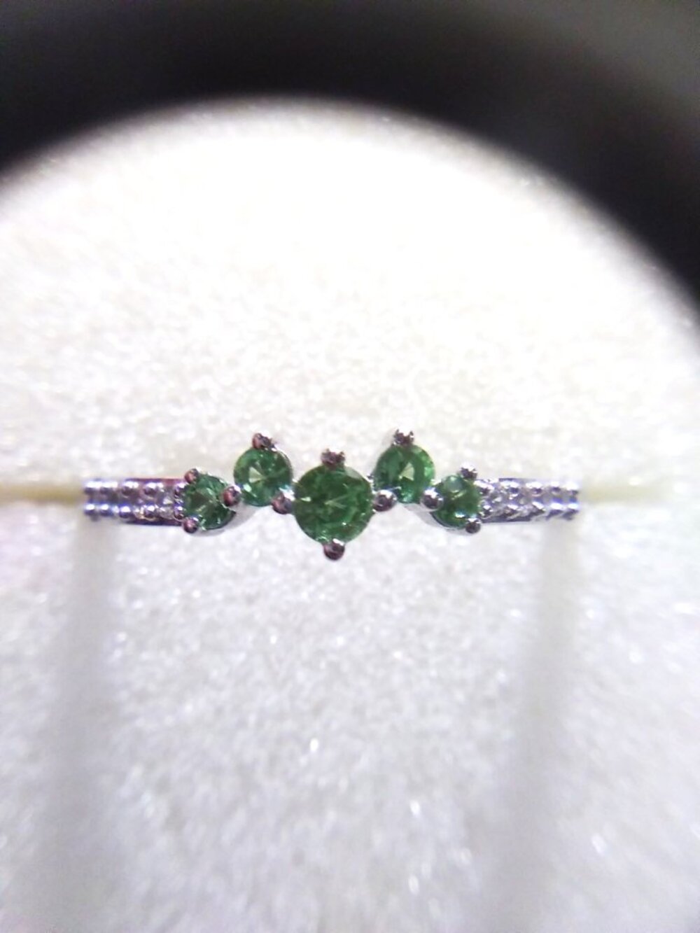 Tsavorite Silver Ring with Zircon Accents